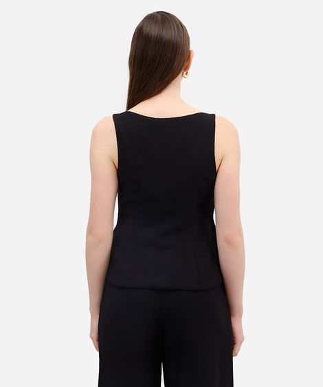 regata peplum feminina de viscose com recortes preta