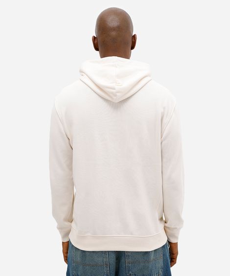 blusão básico masculino de moletom sem felpa com capuz off white