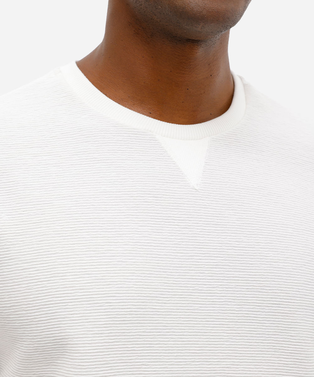 camiseta masculina manga longa texturizada off white