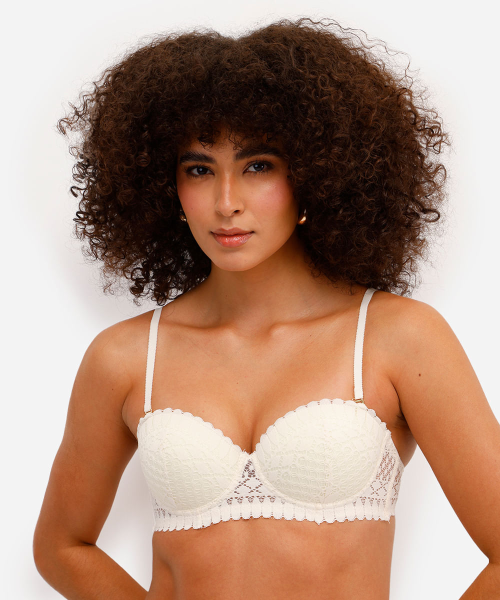 sutiã meia taça com renda alças removíveis off white