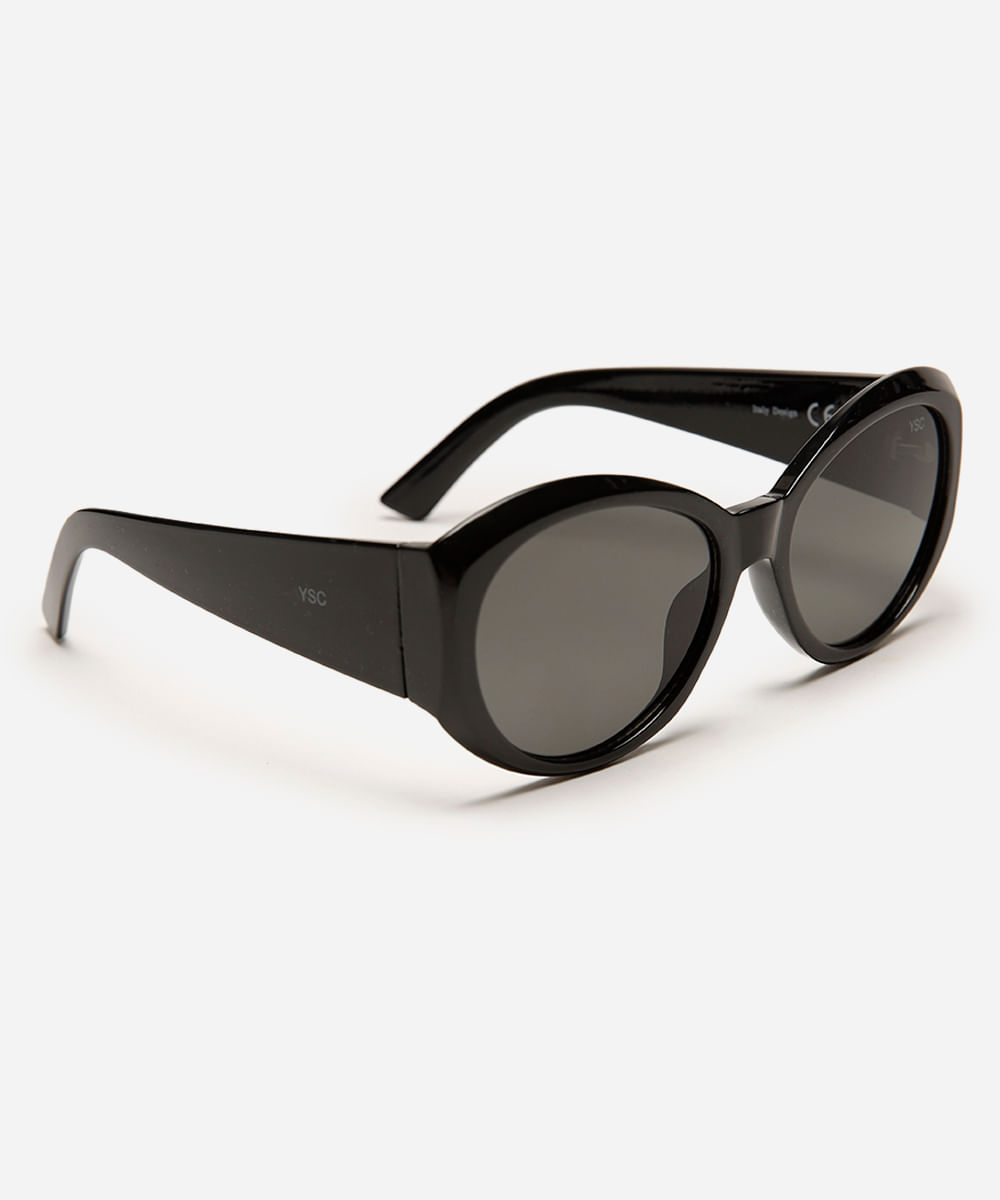 óculos de sol oval preto