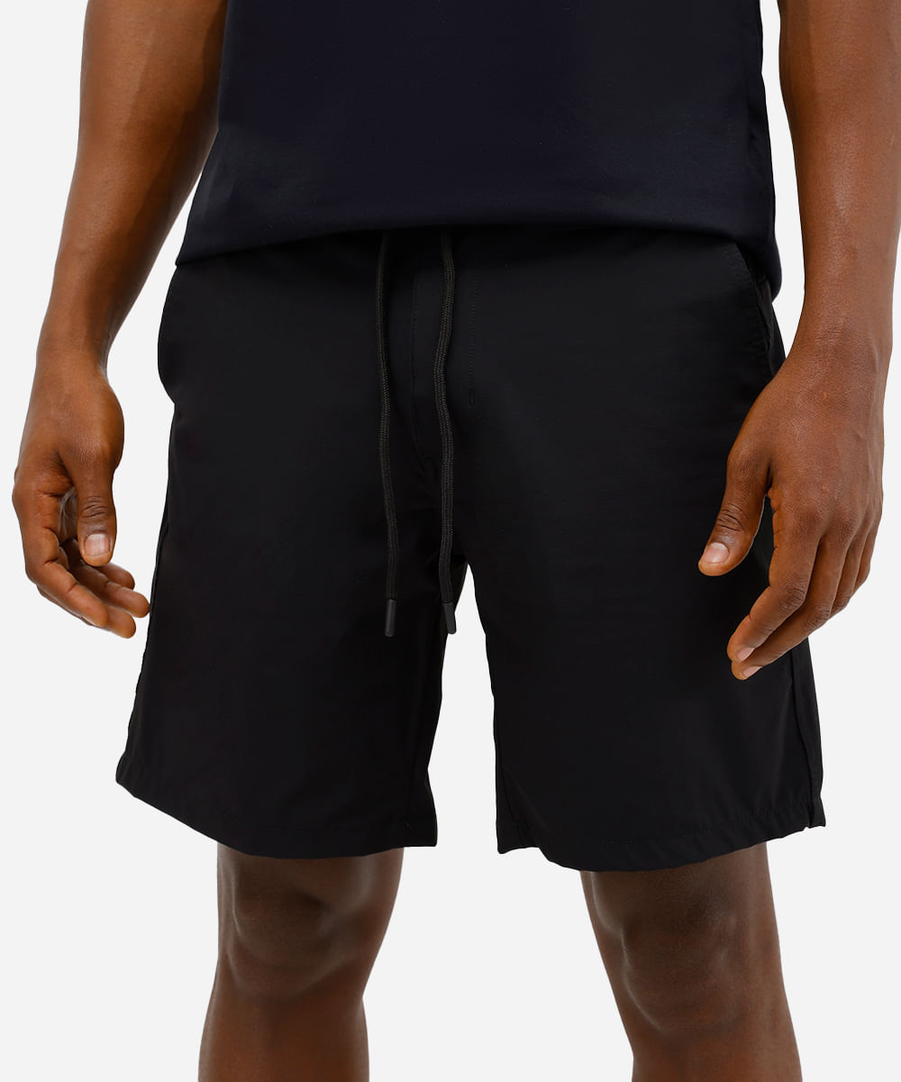 short boardshort masculino cós elástico preto
