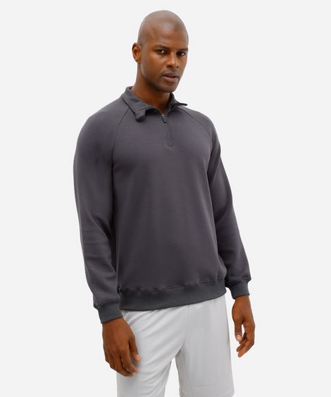 blusão masculino esportivo ace gola alta com zíper cinza