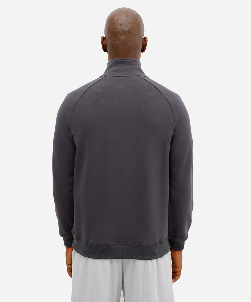blusão masculino esportivo gola alta com zíper cinza