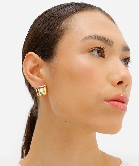 kit de 2 brincos com strass dourado