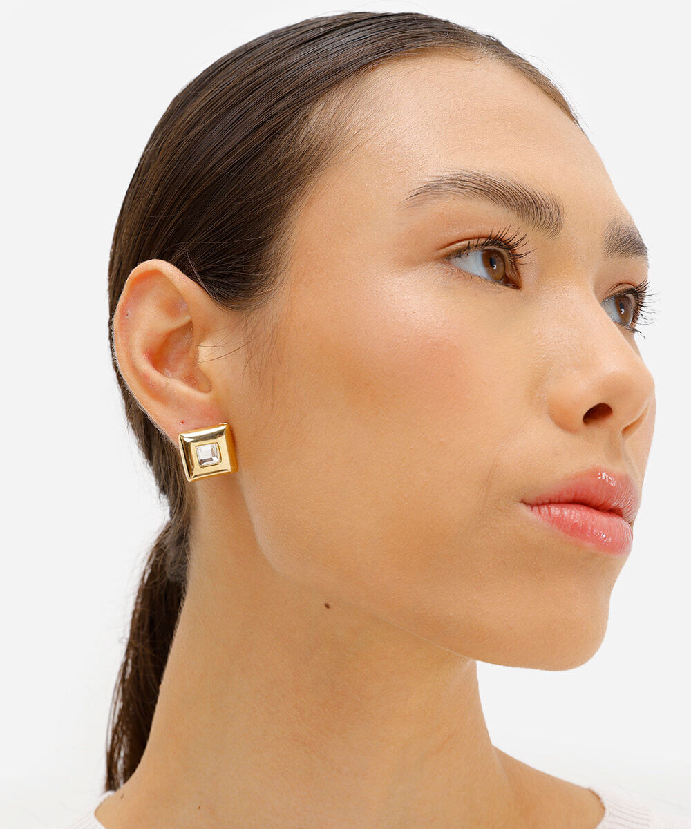 kit de 2 brincos com strass dourado