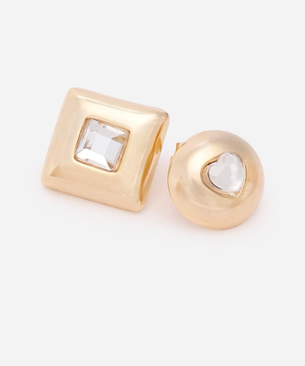 kit de 2 brincos com strass dourado