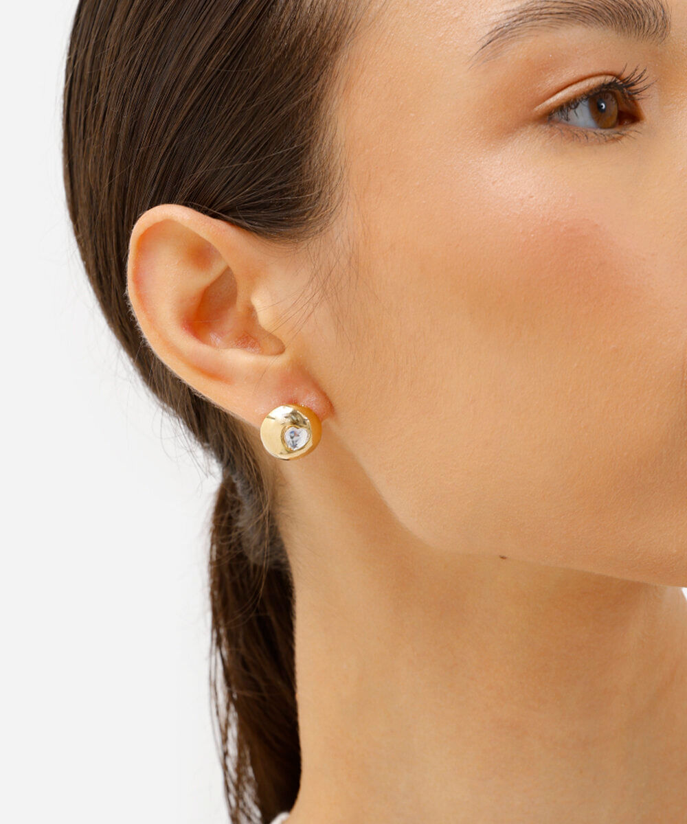 kit de 2 brincos com strass dourado