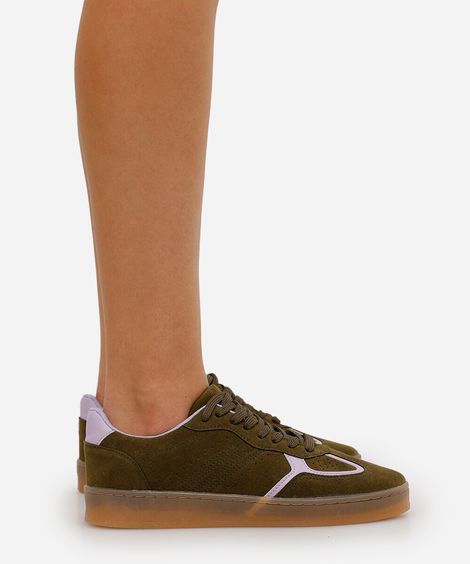 tênis casual feminino com recortes verde