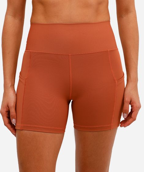 bermuda feminina esportiva ace com bolsos marrom