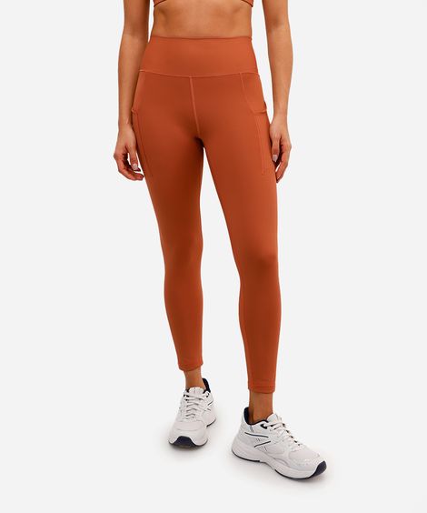 calça legging feminina esportiva com bolsos marrom