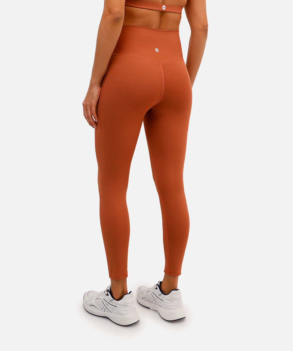 calça legging feminina esportiva ace com bolsos marrom