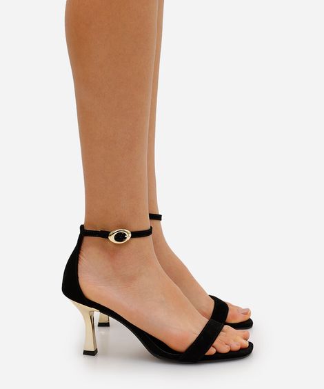 sandália feminina salto alto metalizada oneself preta