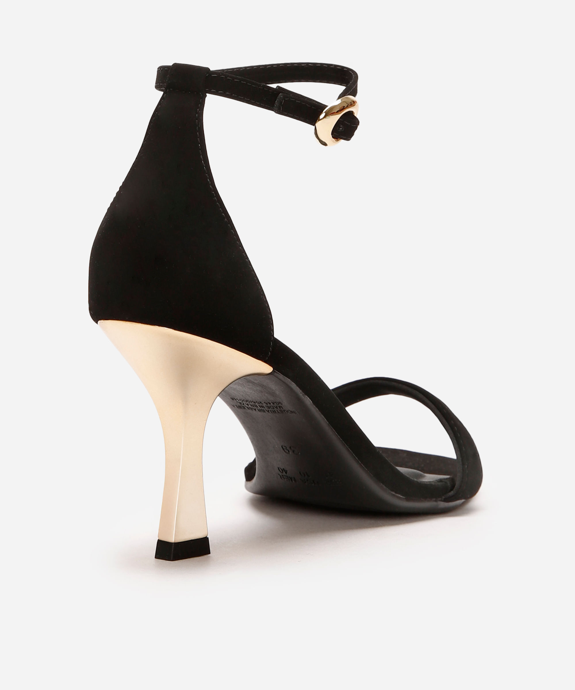 sandália feminina salto alto metalizada oneself preta