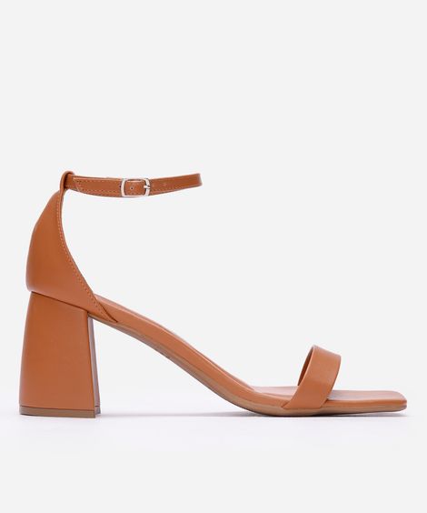 sandália feminina salto bloco - caramelo