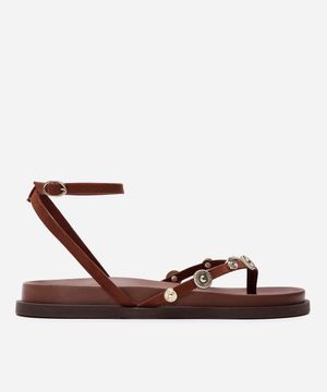 rasteirinha flatform com apliques oneself marrom