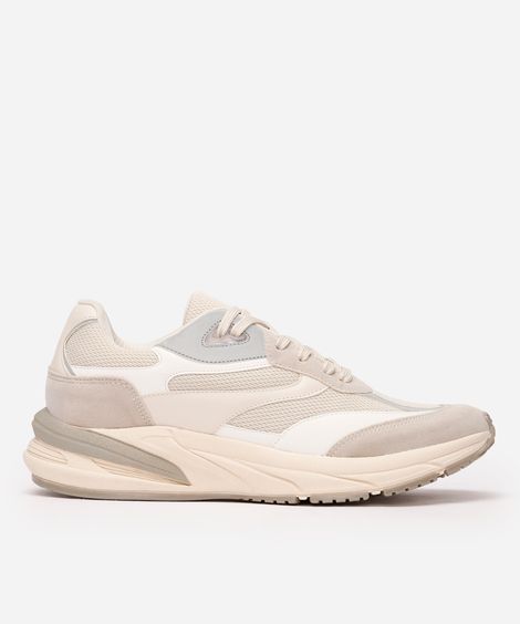 tênis chunky feminino  com detalhes refletivos - bege