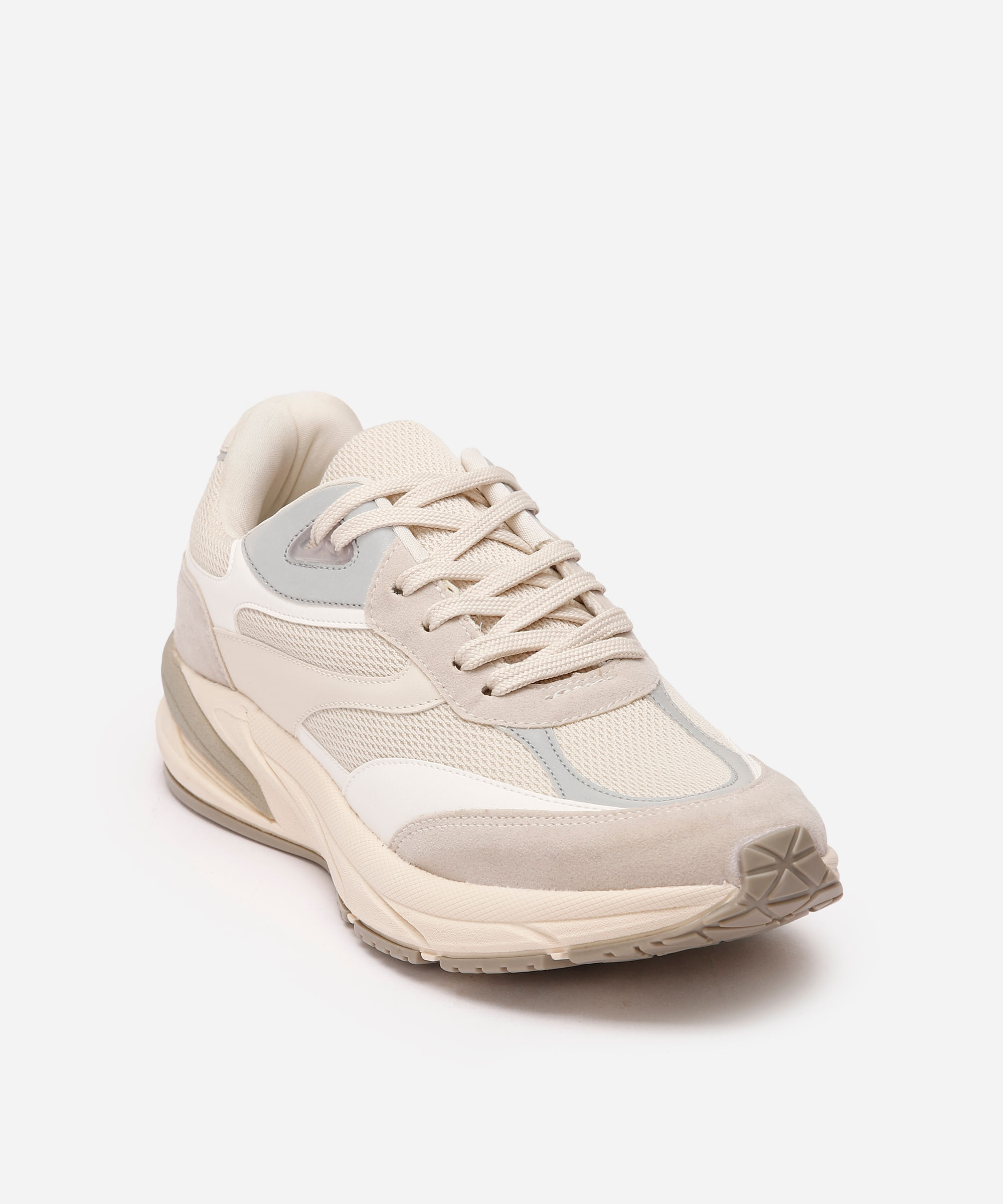 tênis chunky feminino  com detalhes refletivos - bege