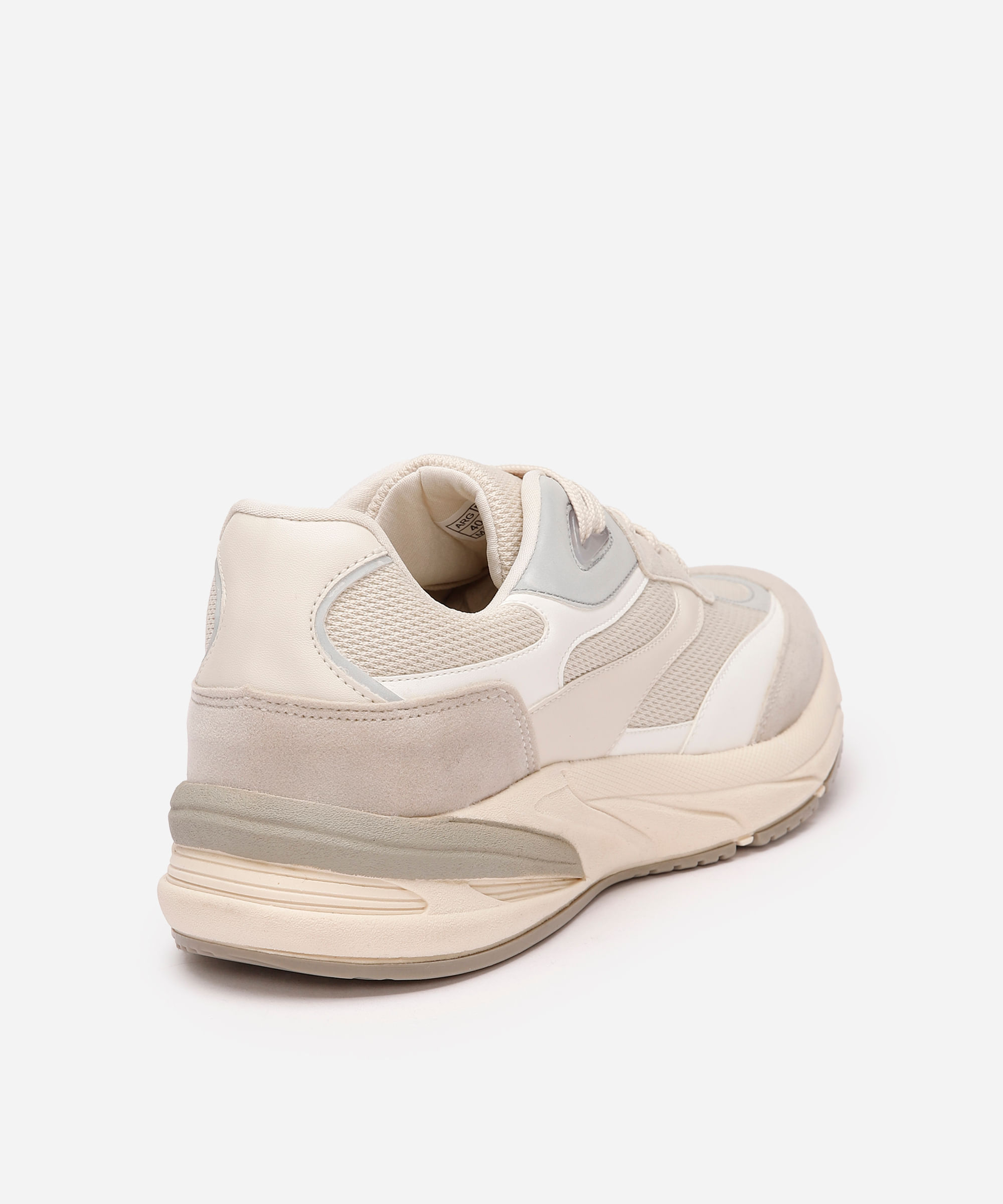 tênis chunky feminino  com detalhes refletivos - bege