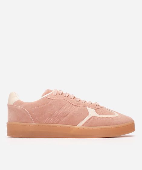 tênis casual feminino com recortes rosa