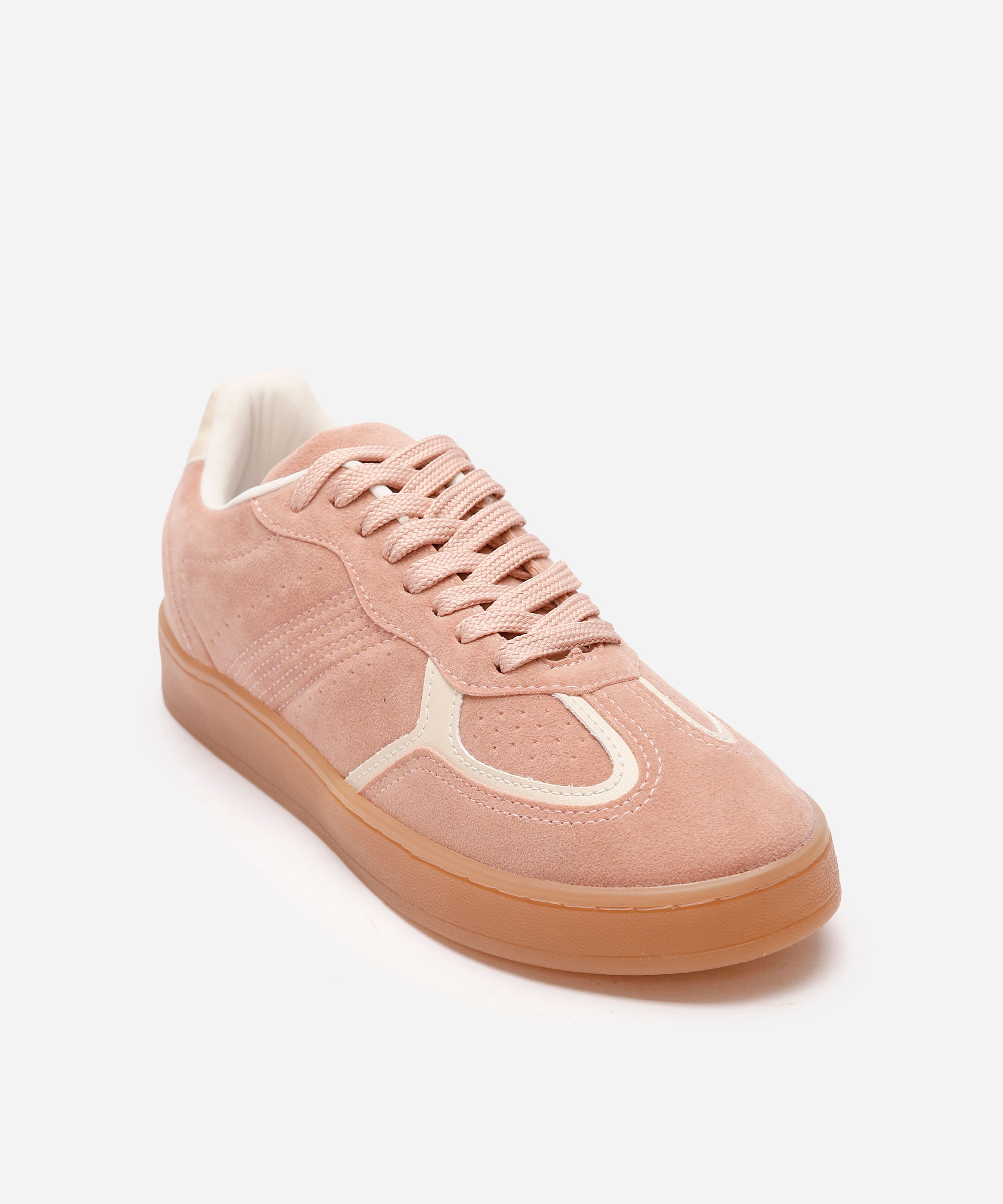 tênis casual feminino com recortes rosa