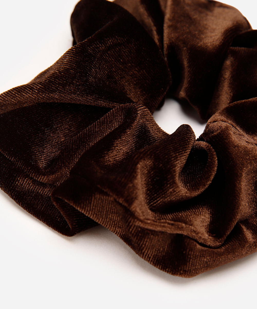 elástico de cabelo feminino scrunchie veludo marrom