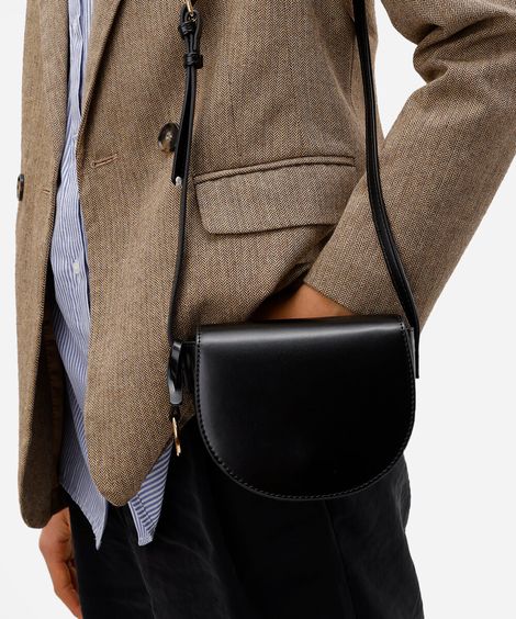 bolsa transversal estruturada preta