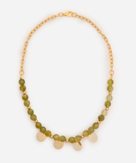 colar com miçangas dourado