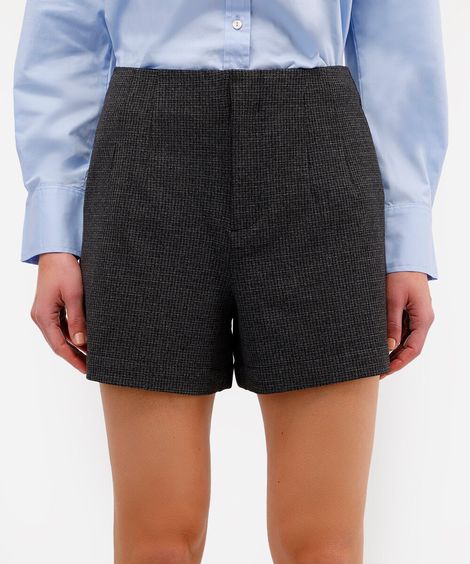 short feminino de alfaiataria preto