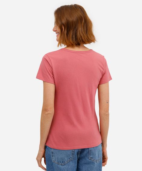 camiseta feminina de algodão mickey rosa