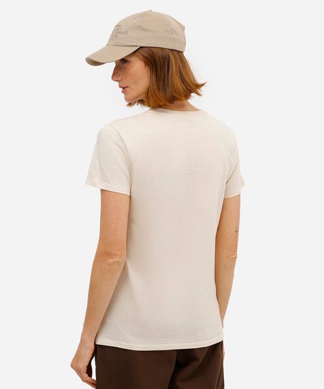camiseta feminina de algodão estampada bege