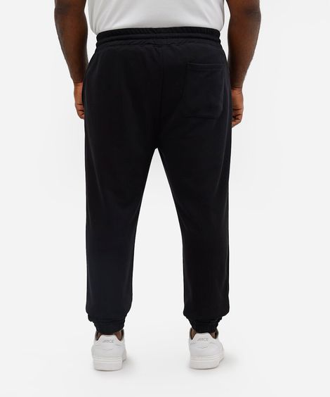 calça jogger masculina de moletom básica plus size preta