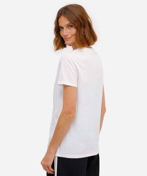 camiseta de algodão manga curta firmes e fortes off white