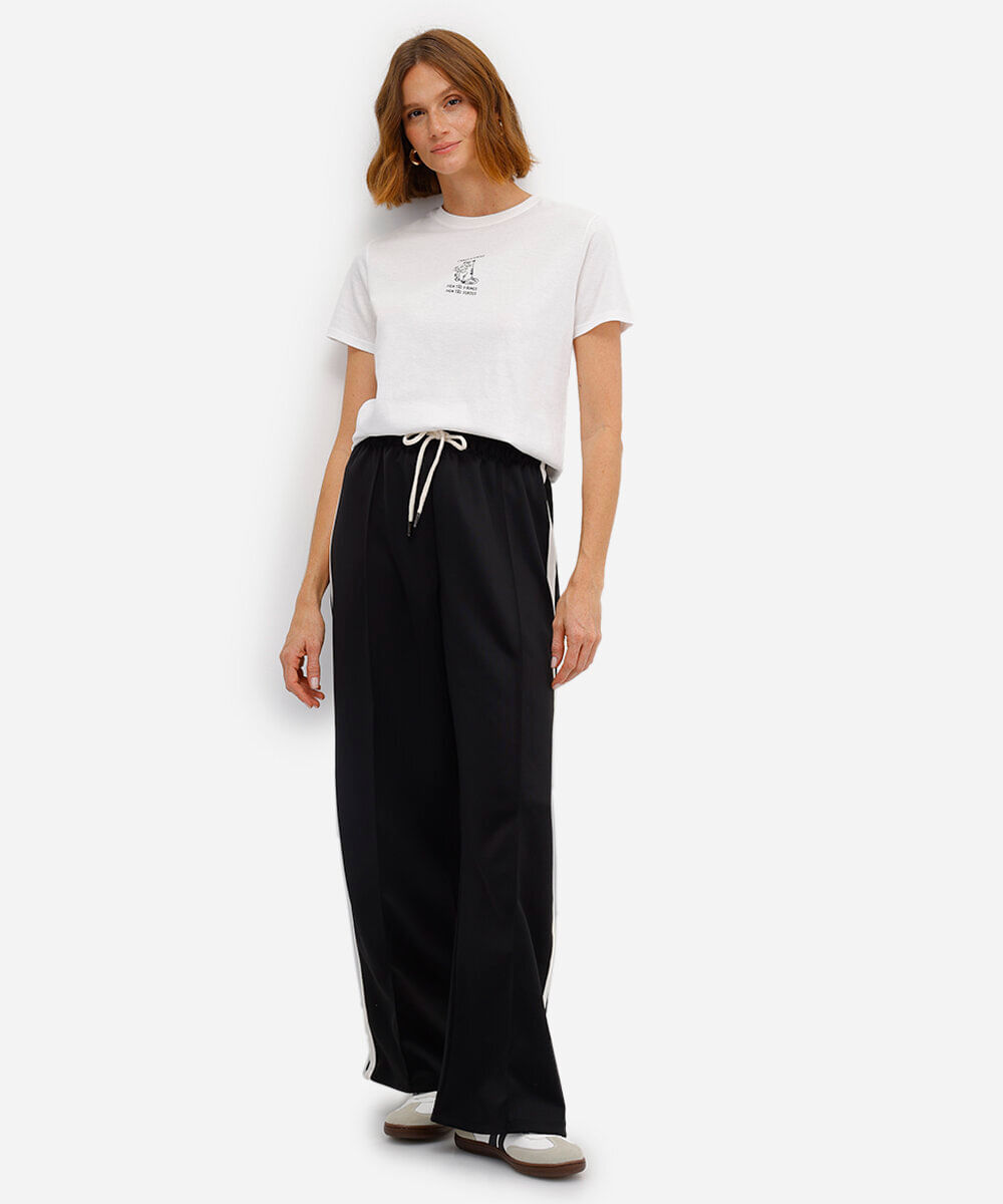 camiseta de algodão manga curta firmes e fortes off white