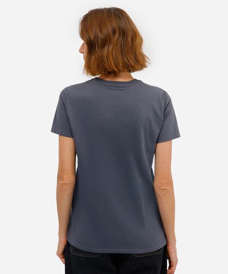 camiseta feminina de algodão estampada cinza