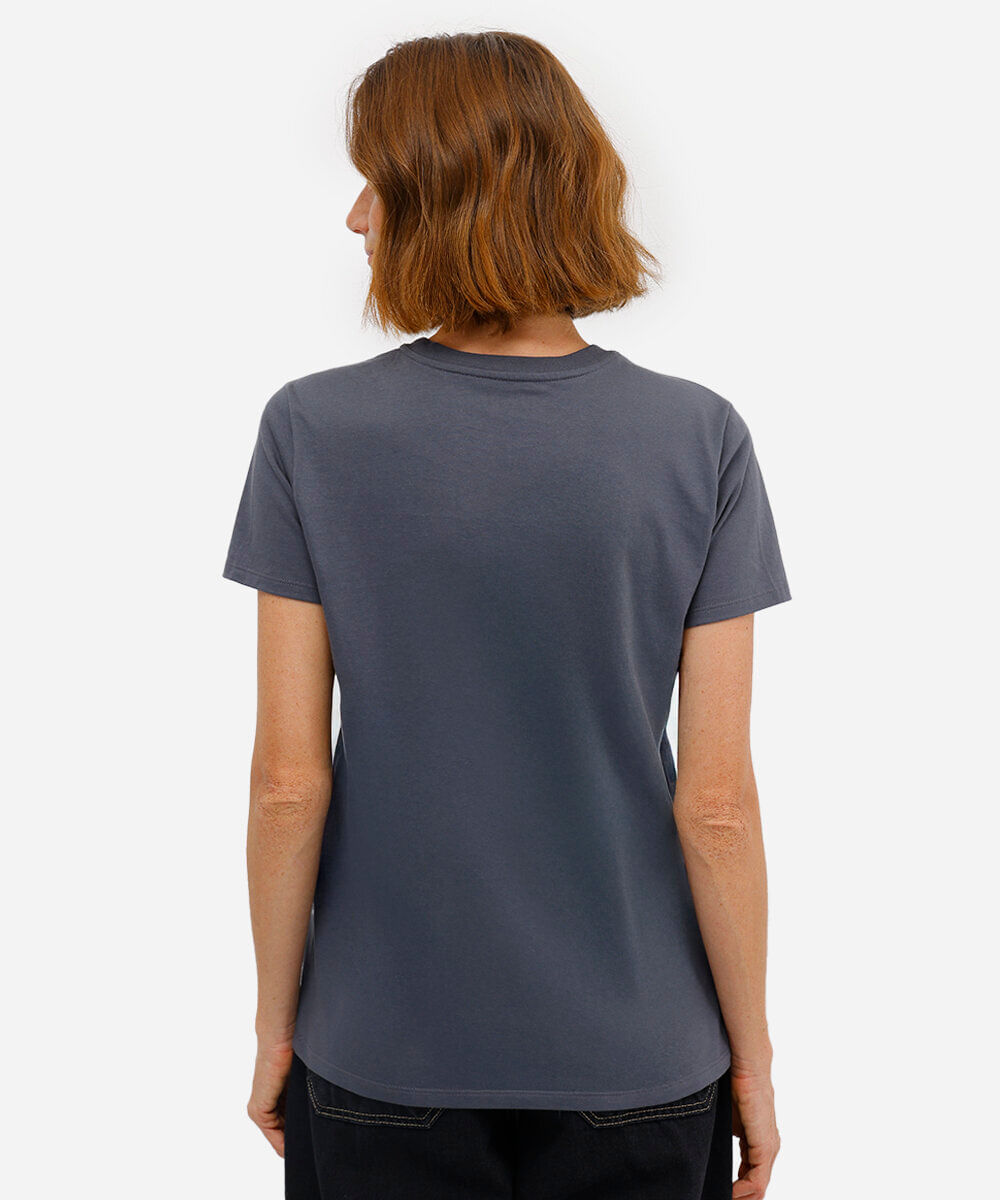 camiseta feminina de algodão estampada cinza