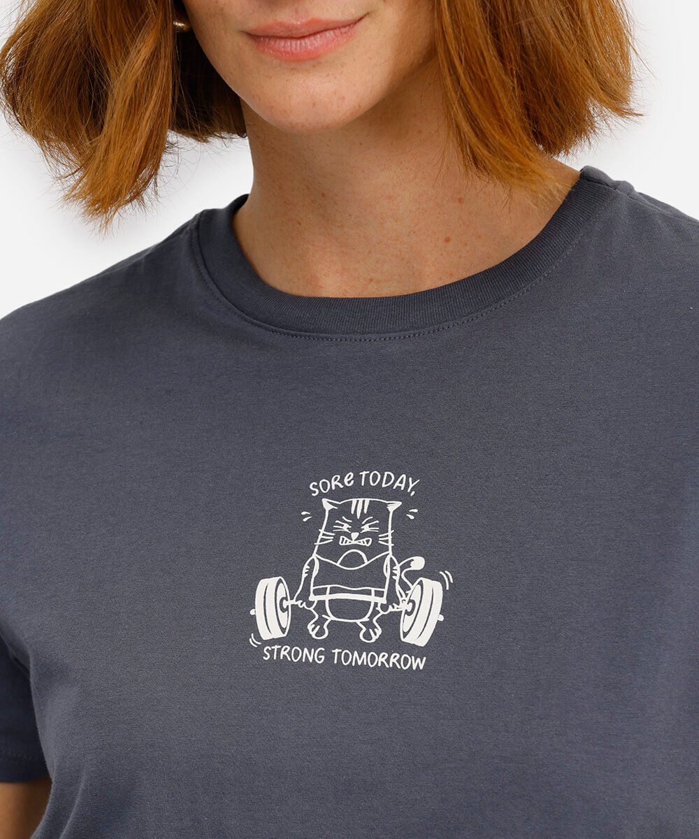 camiseta feminina de algodão estampada cinza