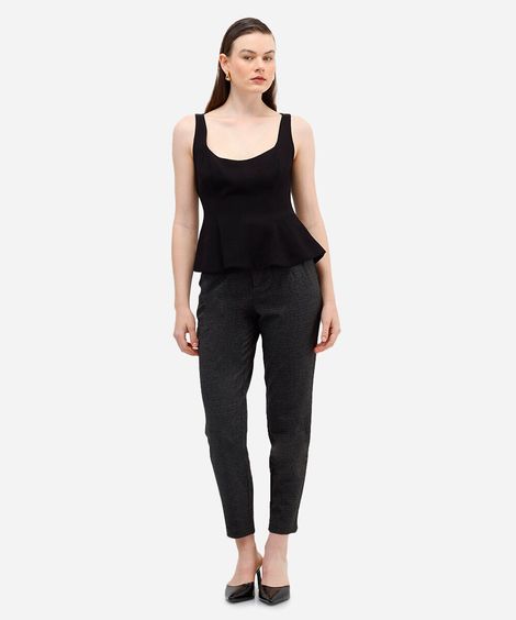 calça de alfaiataria feminina com pences cinza