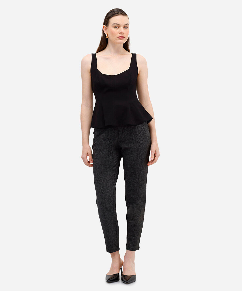 calça de alfaiataria feminina com pences cinza