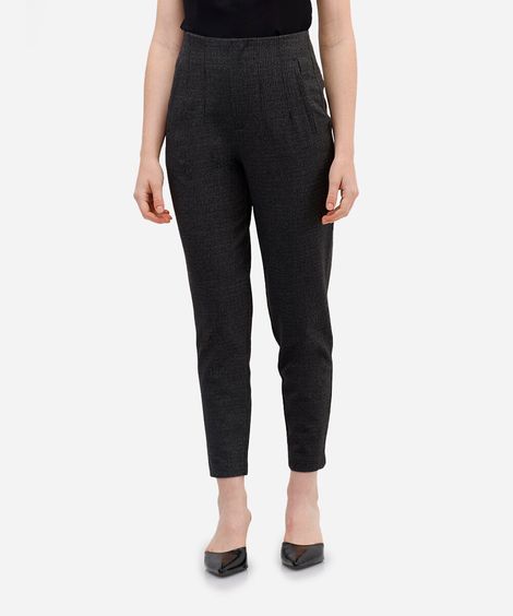calça de alfaiataria feminina com pences cinza