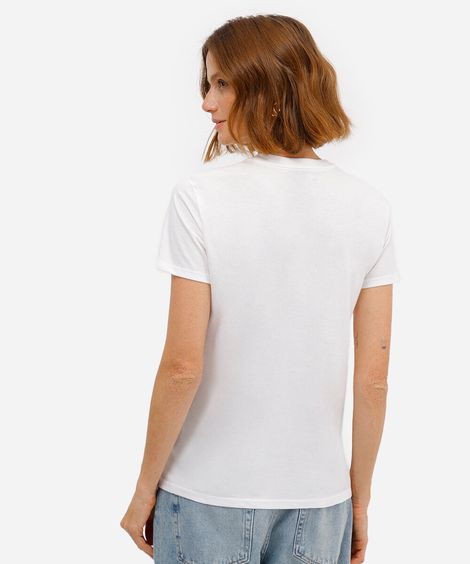 camiseta feminina de algodão cocktail off white