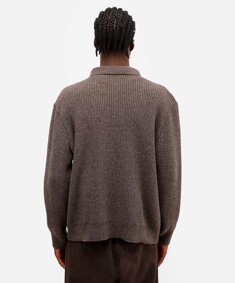 cardigan masculino com gola esporte britânia marrom