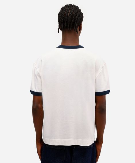 camiseta masculina de algodão bicolor off white