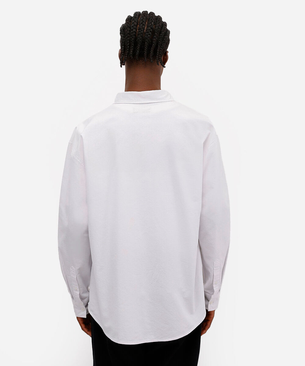 camisa oversized masculina de algodão manga longa off white