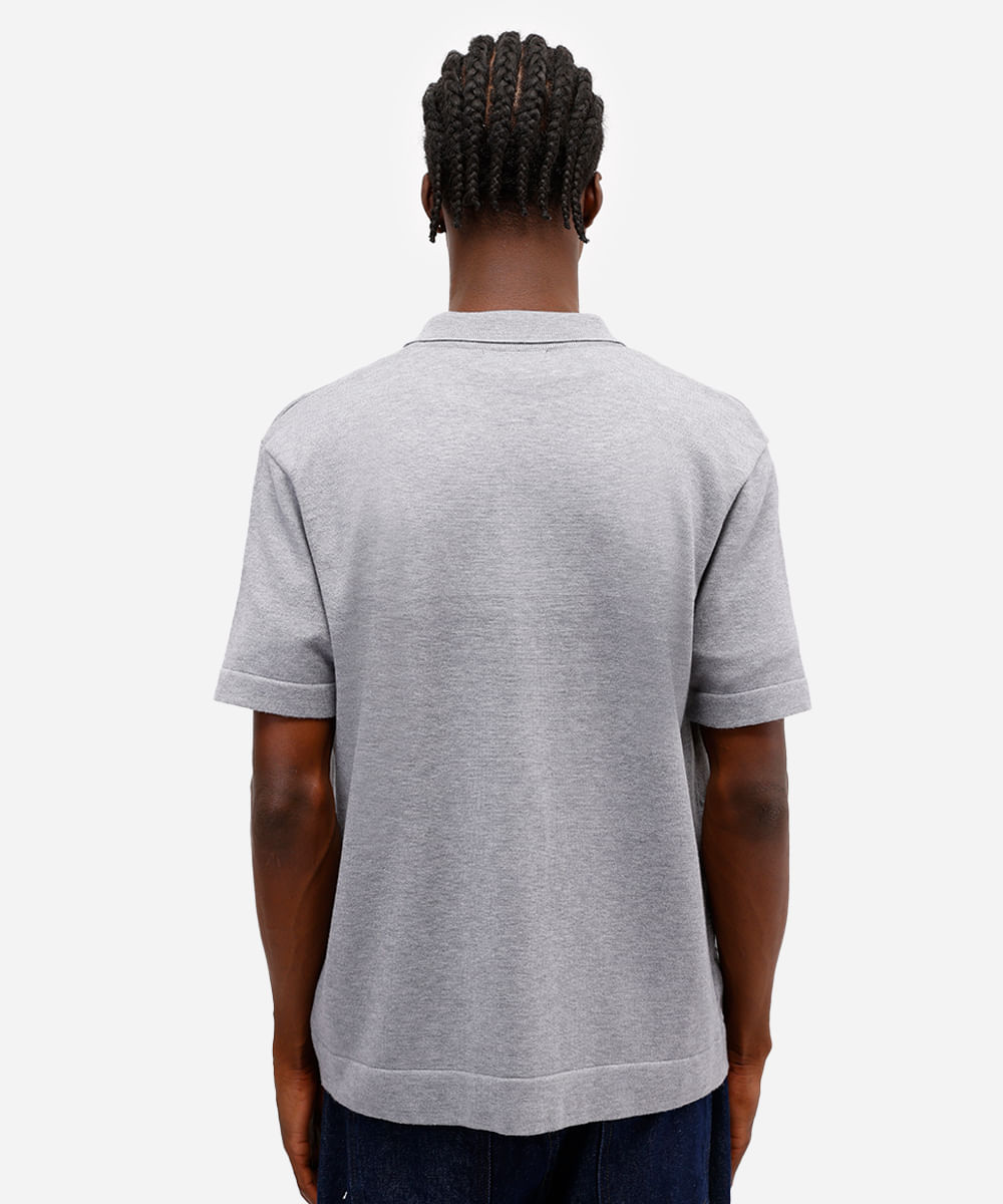 camisa manga curta comfort fit com textura cinza