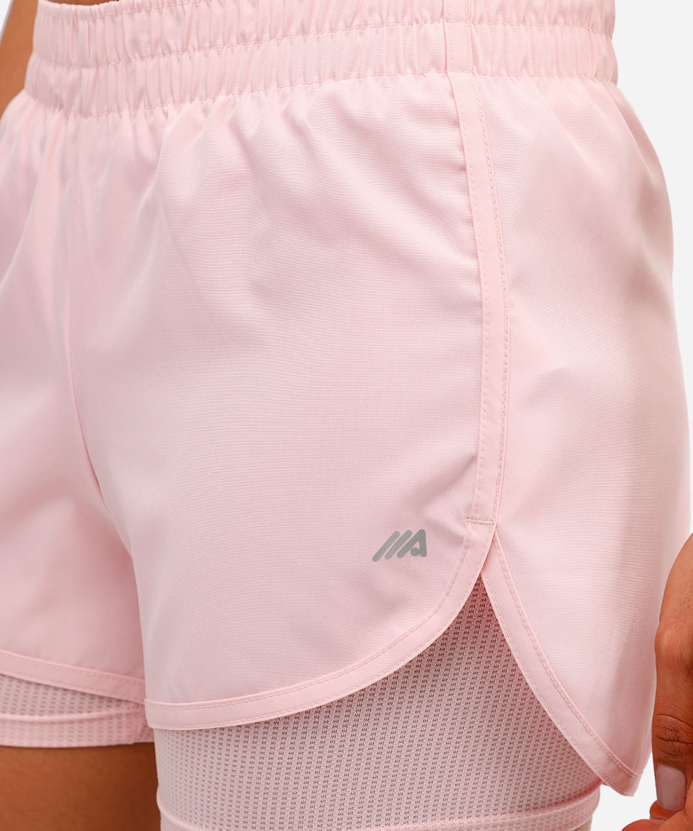 short running com forro esportivo ace rosa