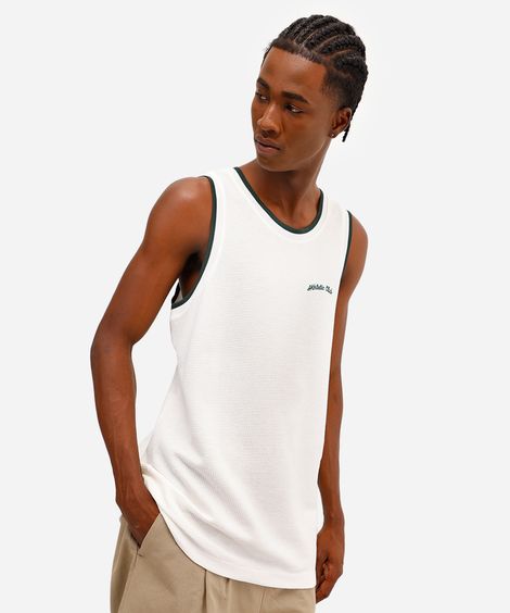 regata de algodão texturizada athletic club bicolor off white