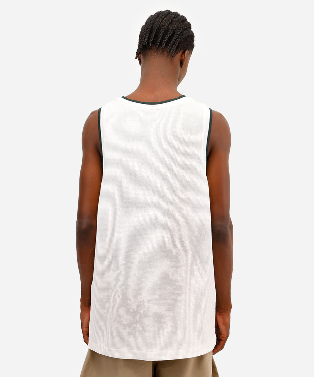 regata de algodão texturizada athletic club bicolor off white