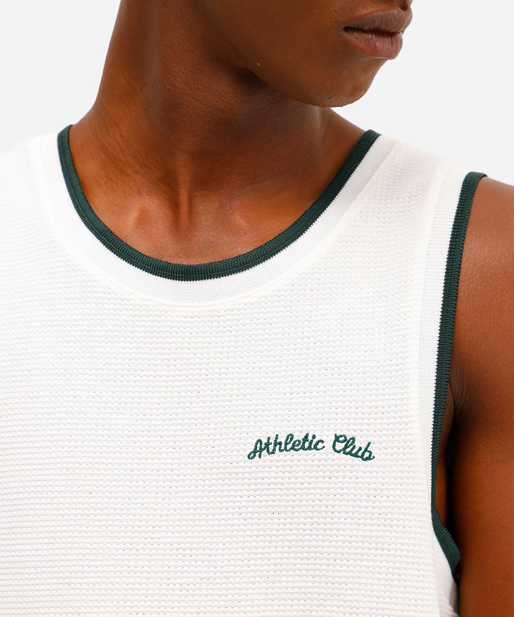 regata de algodão texturizada athletic club bicolor off white