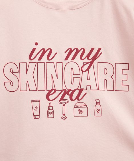 camiseta boxy cropped skincare rosa